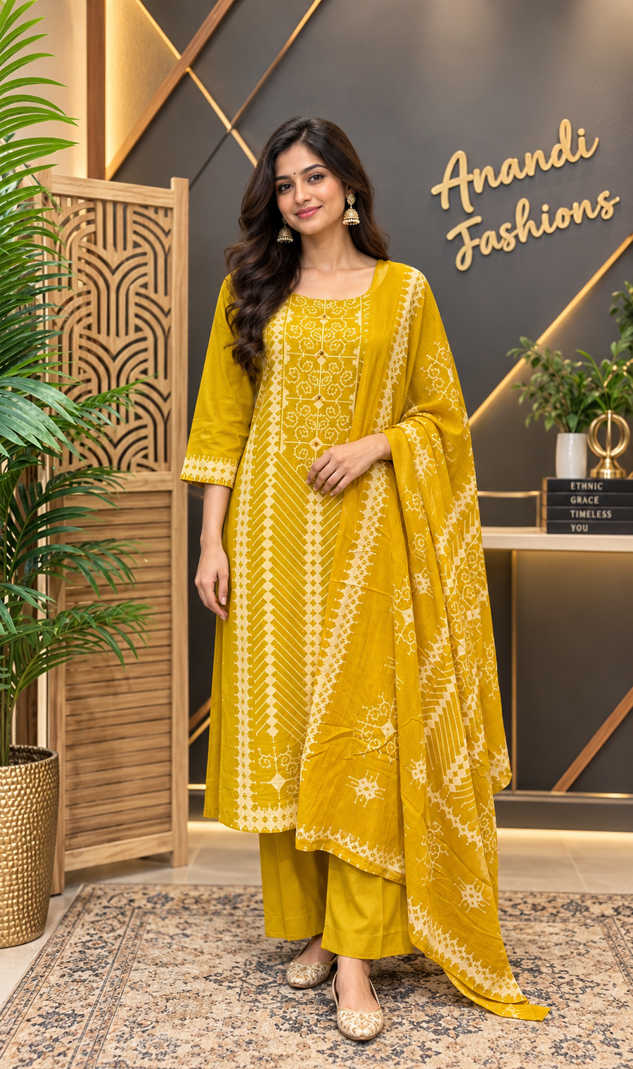 Mustard Yellow Pure Soft Cotton Kurti set