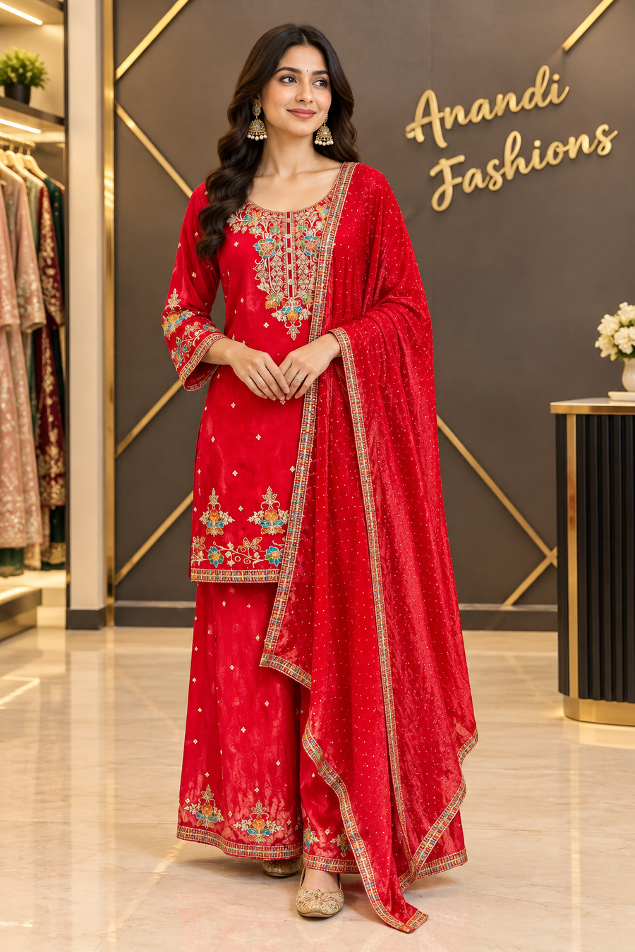Red Party Wear Palazzo set