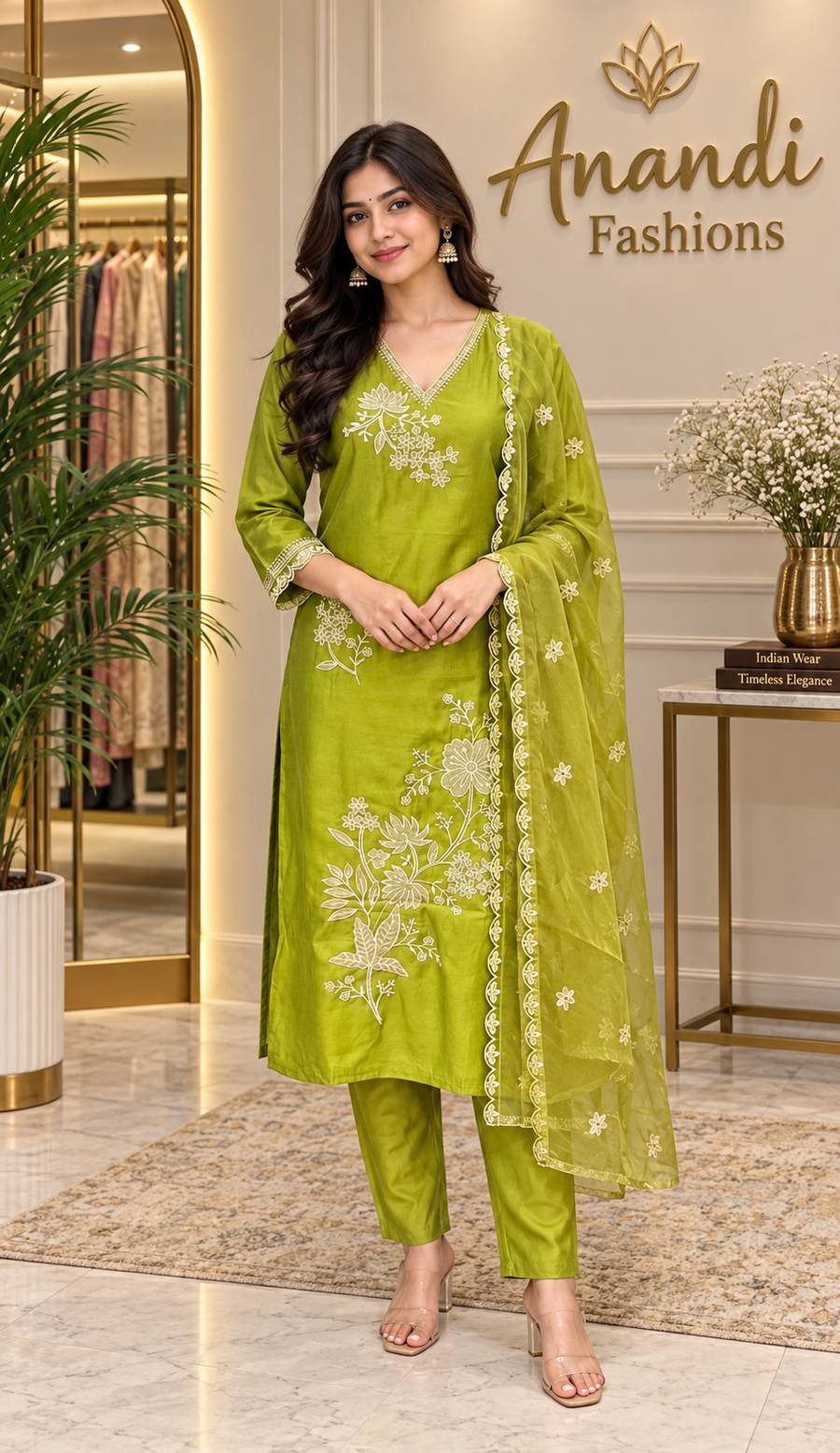 Green Party Wear Kurti set