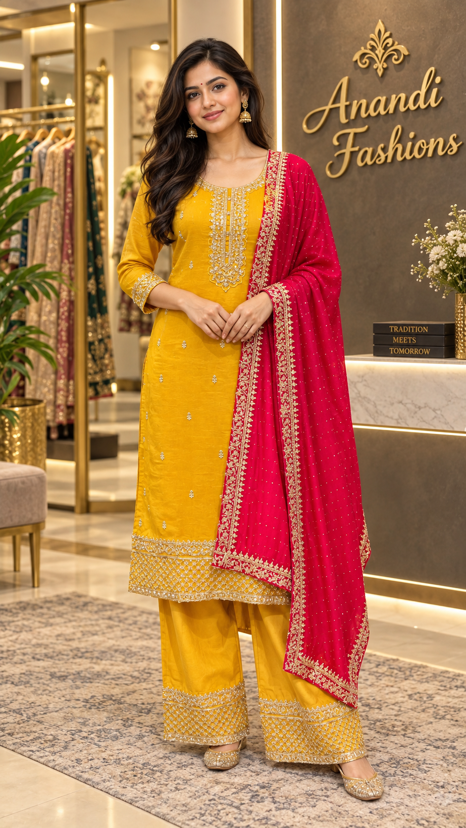 Yellow Party Wear Palazzo set
