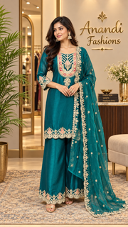 Rama Blue Party Wear Palazzo set