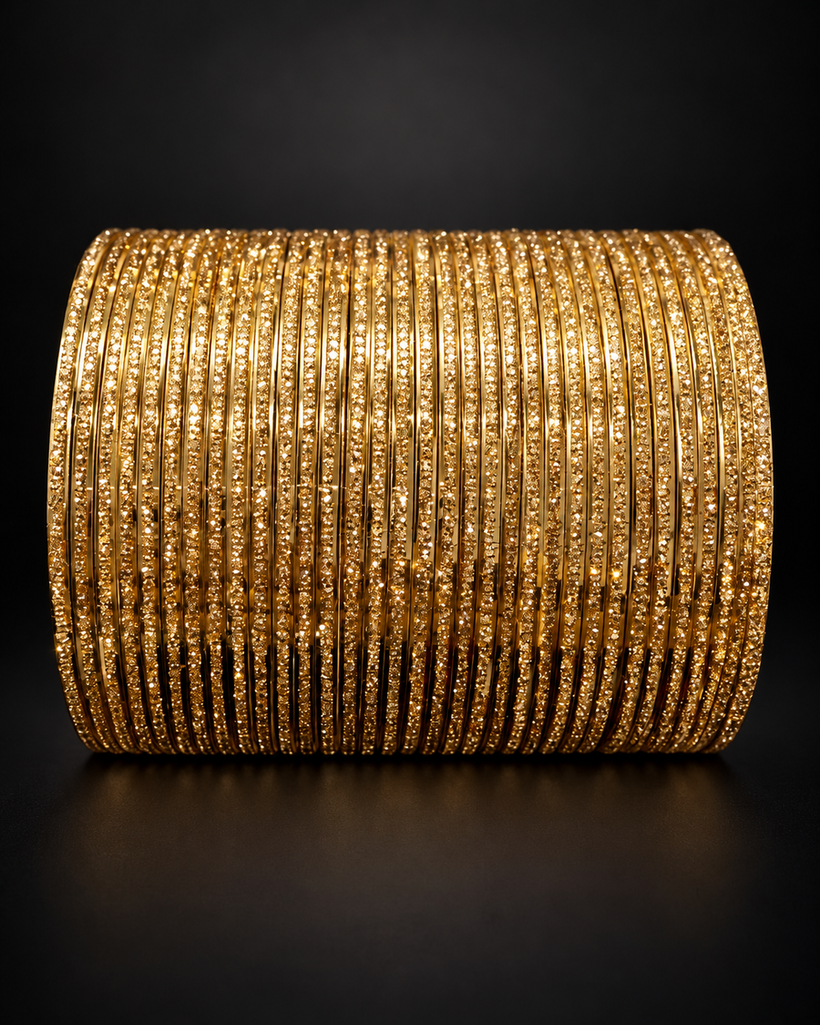 Gold Thin Metal Shinny Bangles sets - 36 pieces
