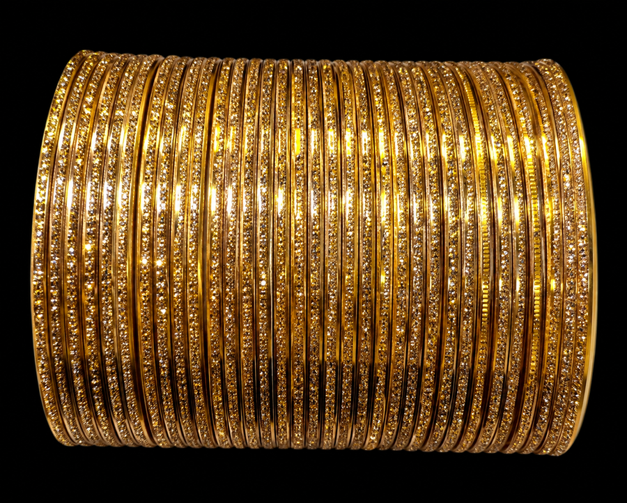 Dark Gold Thin Metal Shinny Bangles sets - 36 pieces