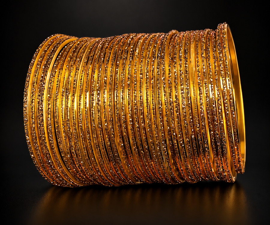 Dark Gold Thin Metal Shinny Bangles sets - 36 pieces