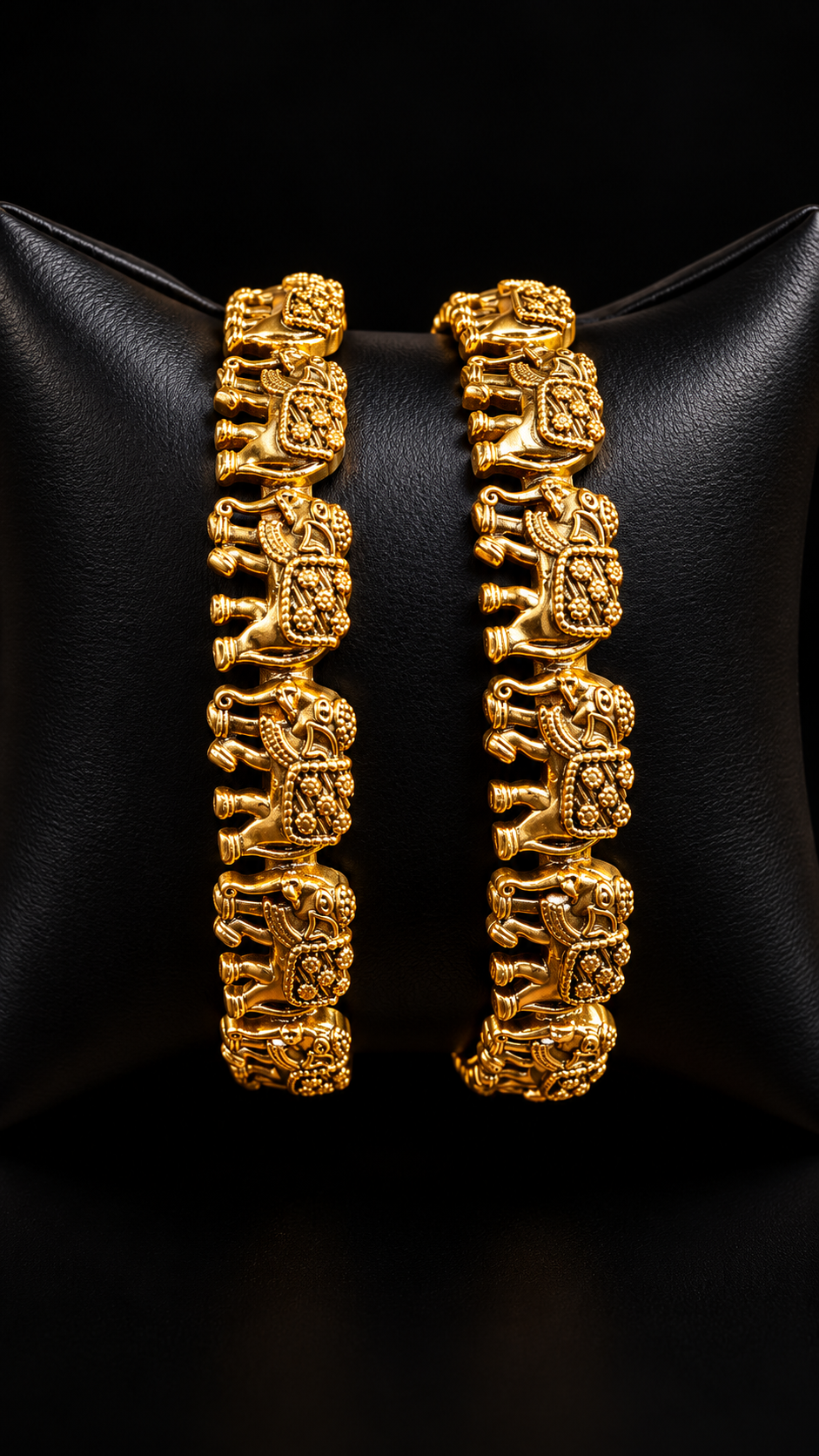 Antique Finish Elephant design Bangles set - set of 2