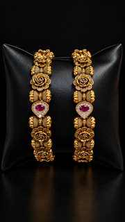 Antique Bangles set with Flower Design