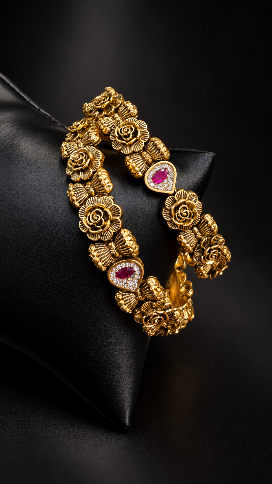 Antique Bangles set with Flower Design
