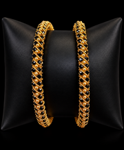 Black CZ Stone Gold Finish Bangles set- set of 2
