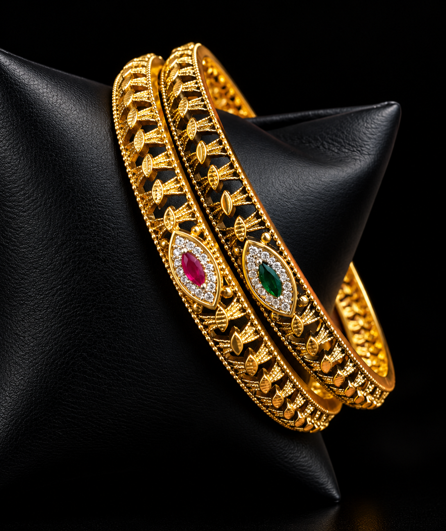 Antique Finish Bangles set - set of 2