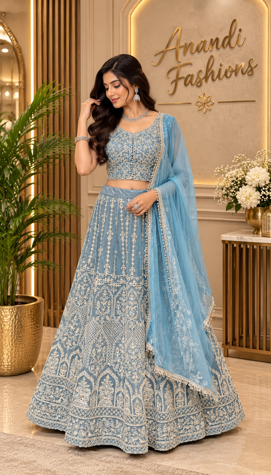 Blue Heavy Work Lehenga set