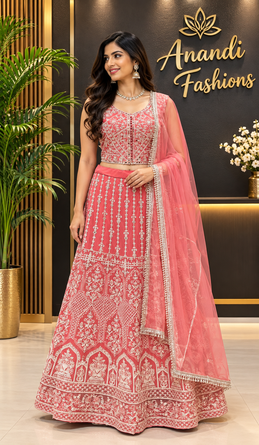 Peach Heavy Work Party wear Lehenga set