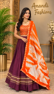 Mix & Match Purple & Orange Lehenga /Chaniya choli set