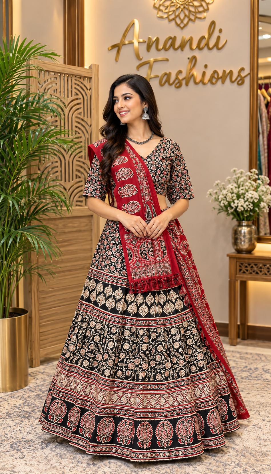 Ajrakh Print Pure Cotton Chaniya choli set
