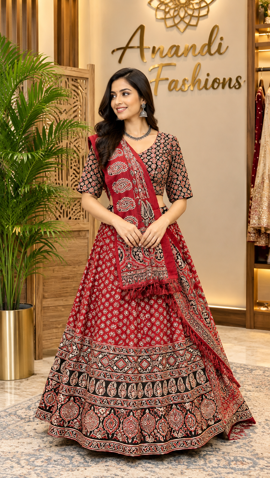 Pure Cotton Ajrakh Print Chaniya choli set