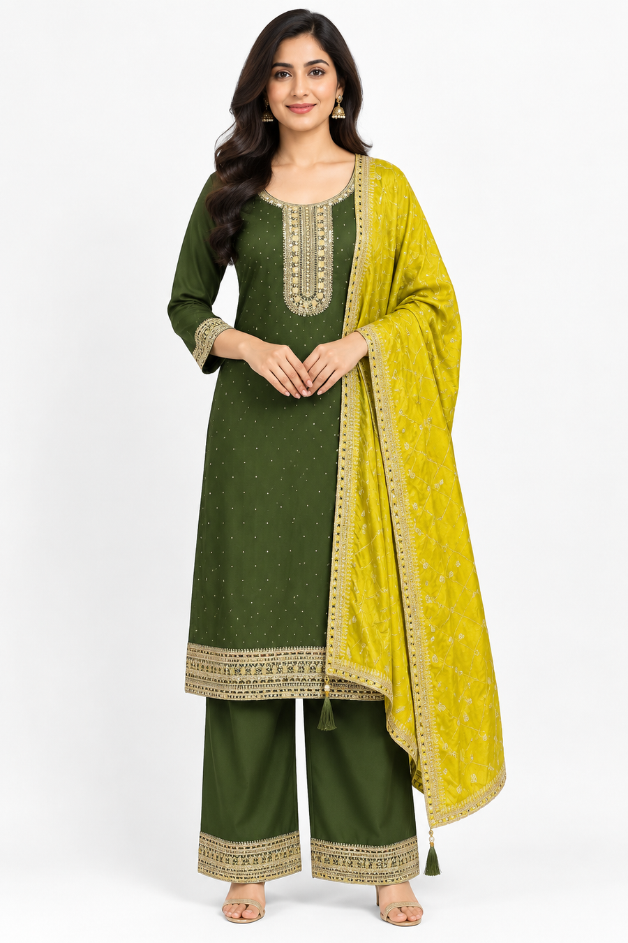 Women’s Green Kurti Set – Plus Size