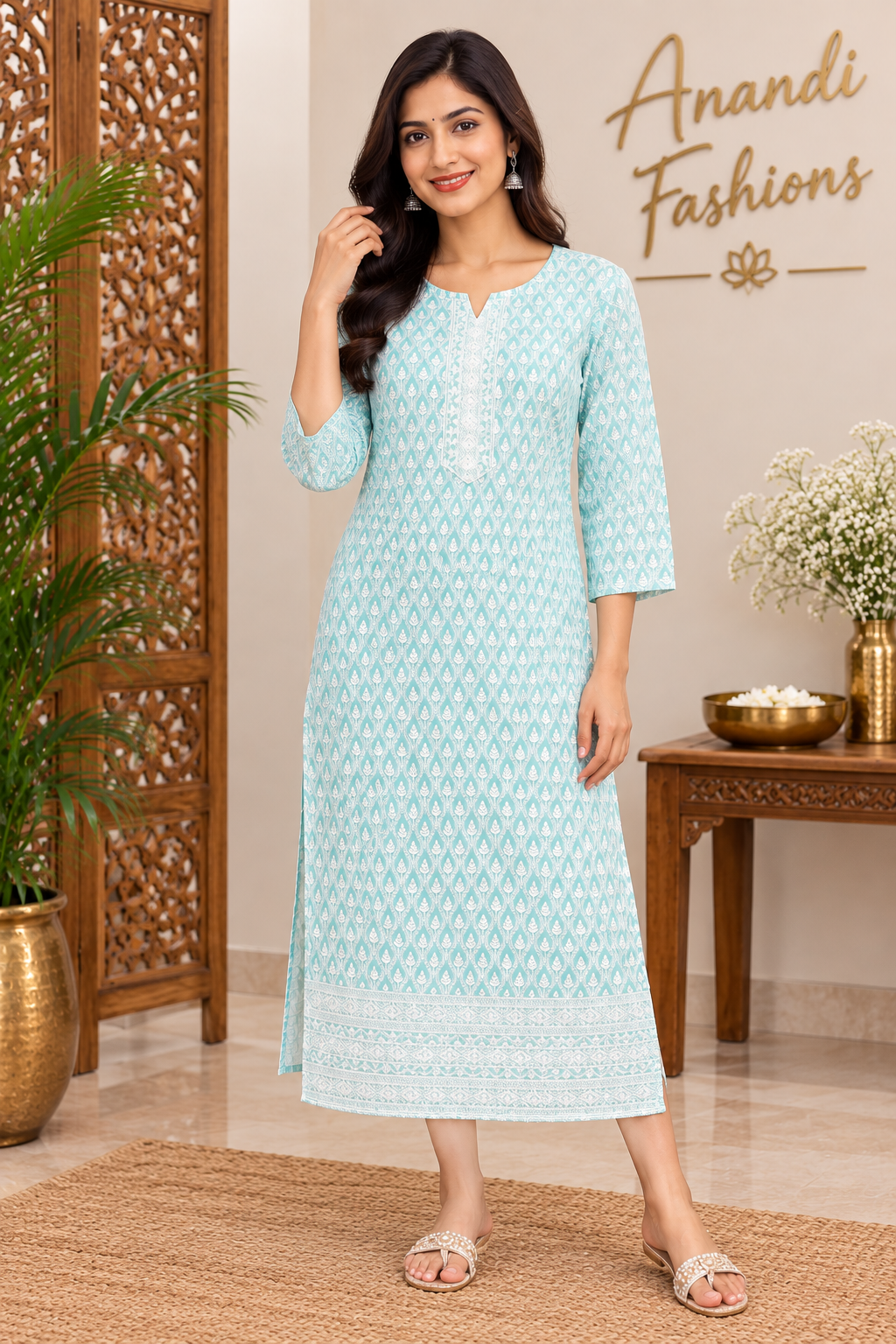 Women’s Pastel Blue Chikankari Kurti /42 Rayon Short Kurti - Women - Kurti - Anandi Fashions