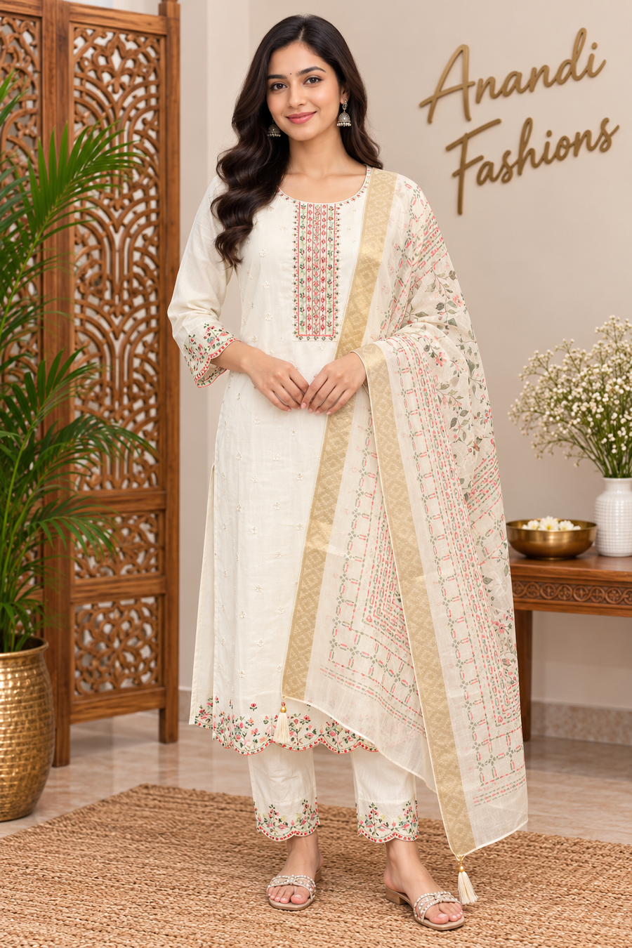 Women’s White Kurti Set
