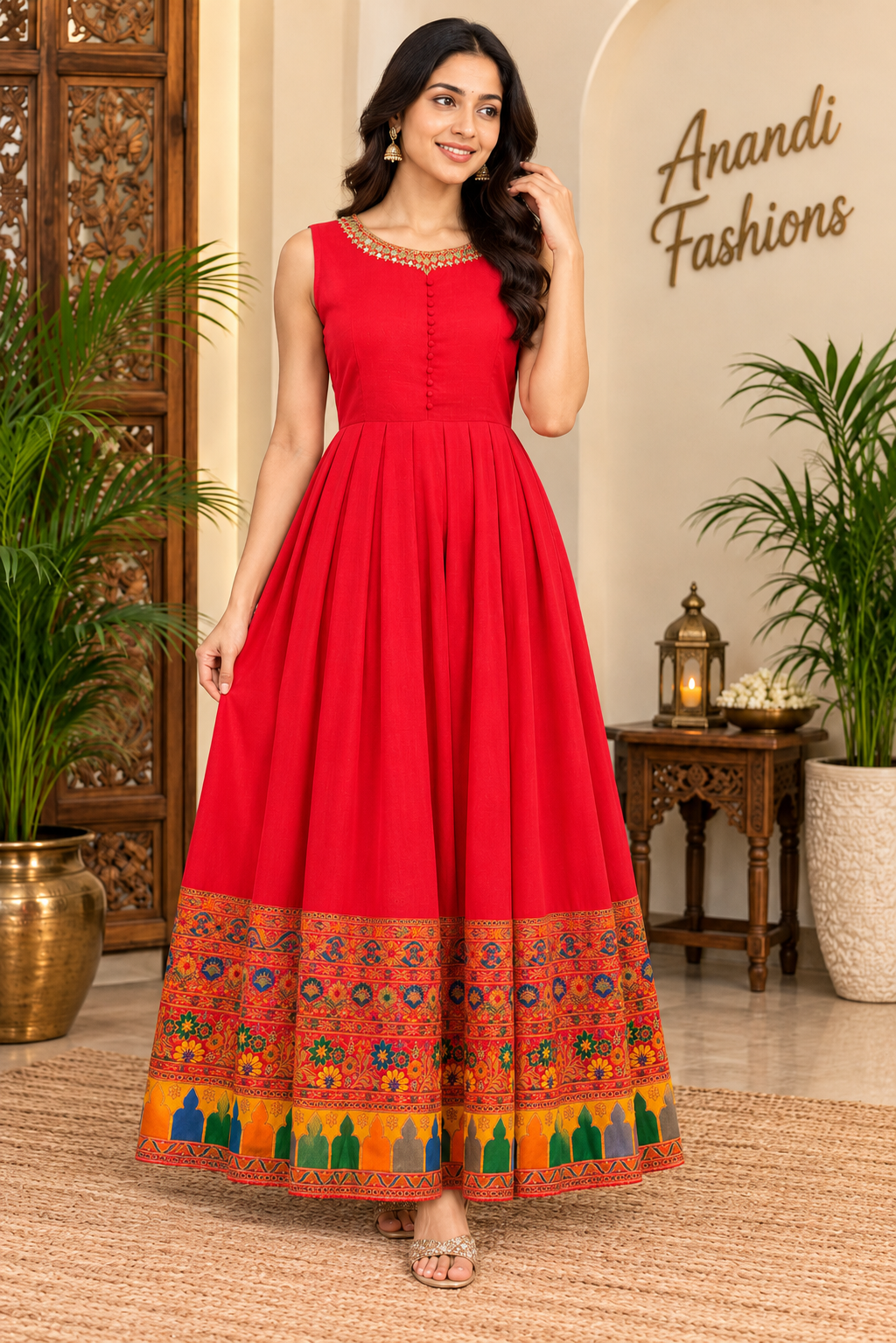 Women’s Long Vibrant Pink For The Bold and Stylish Woman Kurti Set - Women - Kurti Set - Anandi Fashions