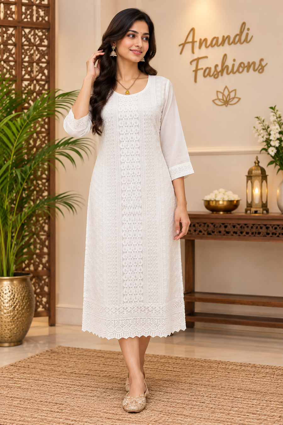 Women’s Gorgeous White Rayon Chikankari Kurti - Women - Kurti - Anandi Fashions