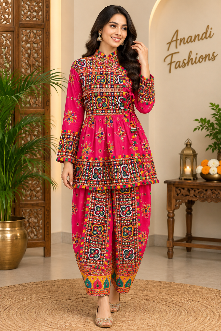 Women’s Unisex Dhoti Style Garba Dress Chaniya Choli Set - Women - Chaniya Choli - Anandi Fashions