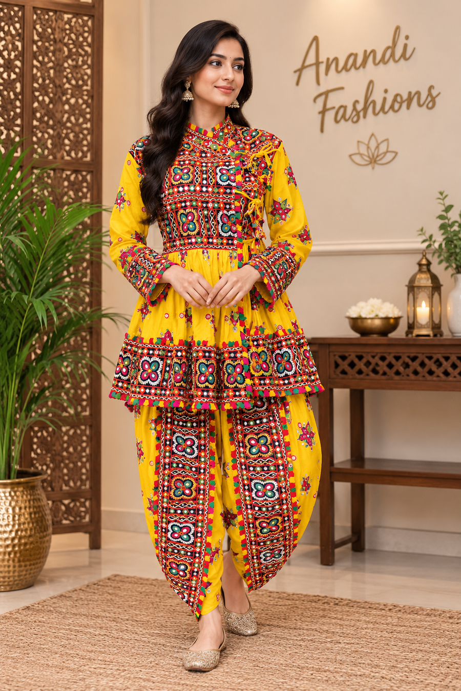 Women’s Unisex Dhoti Style Garba Dress Chaniya Choli Set - Women - Chaniya Choli - Anandi Fashions