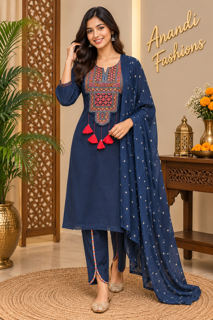 Women’s Khadi Cotton Dhoti Set Kurti Set - Women - Kurti Set - Anandi Fashions
