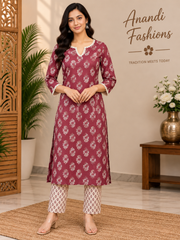 Women’s Pure Cotton 2 Piece Kurti Set - Women - Kurti Set - Anandi Fashions