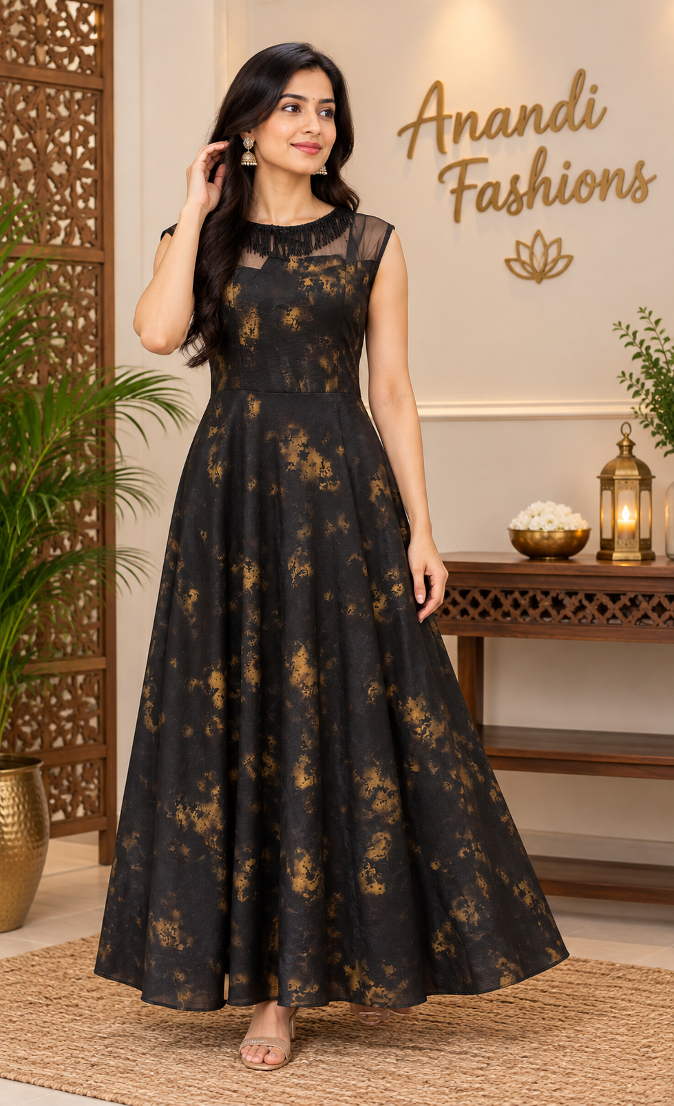Women’s Black Fancy Long Kurti