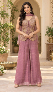 Women’s light Purple Party Wear Palazzo set