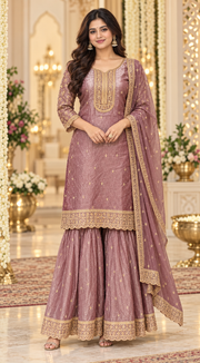 Women’s Onion Pink Party Wear Sharara Set