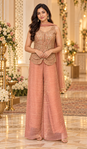 Women’s Pastel Pink Party Wear Palazzo set