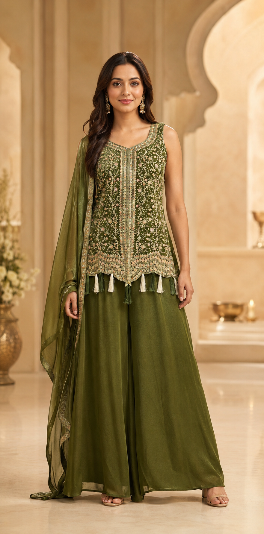 Women’s Mehendi Green Palazzo Set
