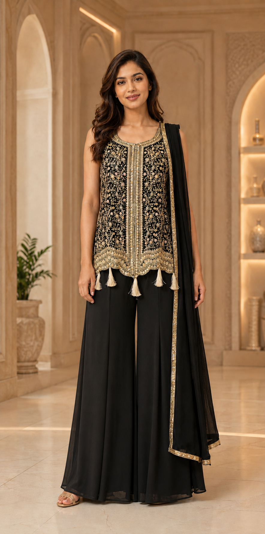 Women’s Black Palazzo Set