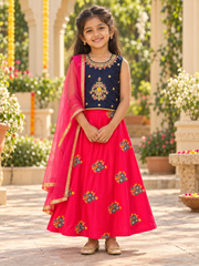 Girls’ Satin Silk Lehenga Set - Girls - Ethnic Wear - Anandi Fashions