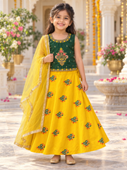 Girls’ Satin Silk Lehenga Set - Girls - Ethnic Wear - Anandi Fashions