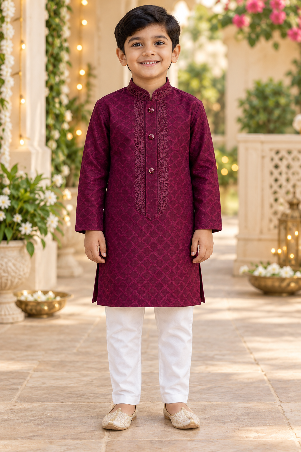 Boys’ Wine Boys’ Kurta Pajama Set - Boys - Kurta Set - Anandi Fashions