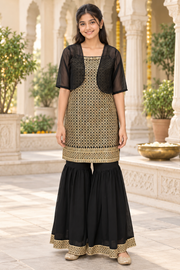 Teenage Girls’’ Black Georgette Sharara Set