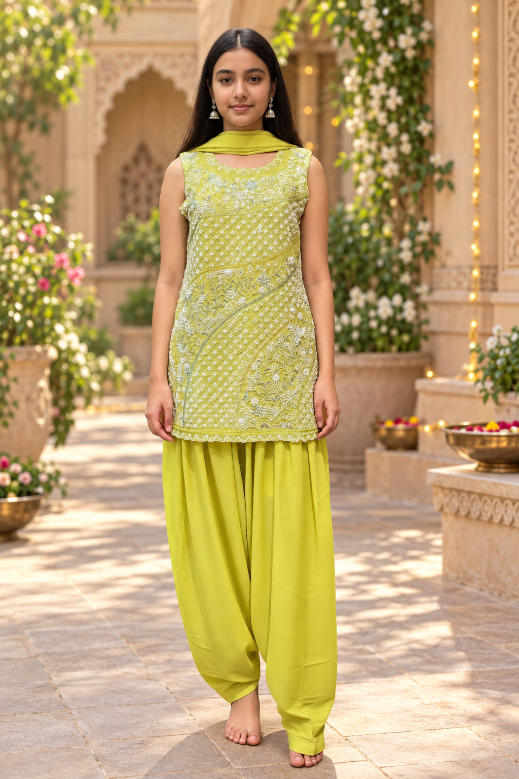 Teenage Girls’’ Green Patiala Suit - Girls - Teenage Ethnic Wear - Anandi Fashions