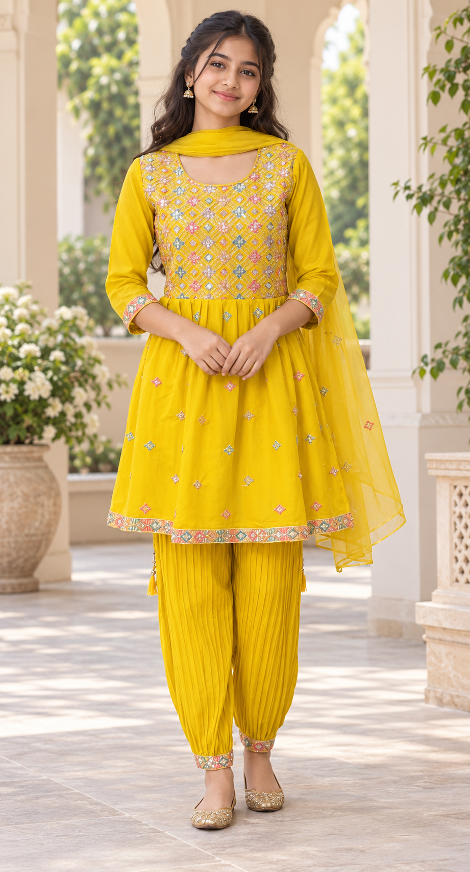 Teenage Girls’’ Yellow Kurti set