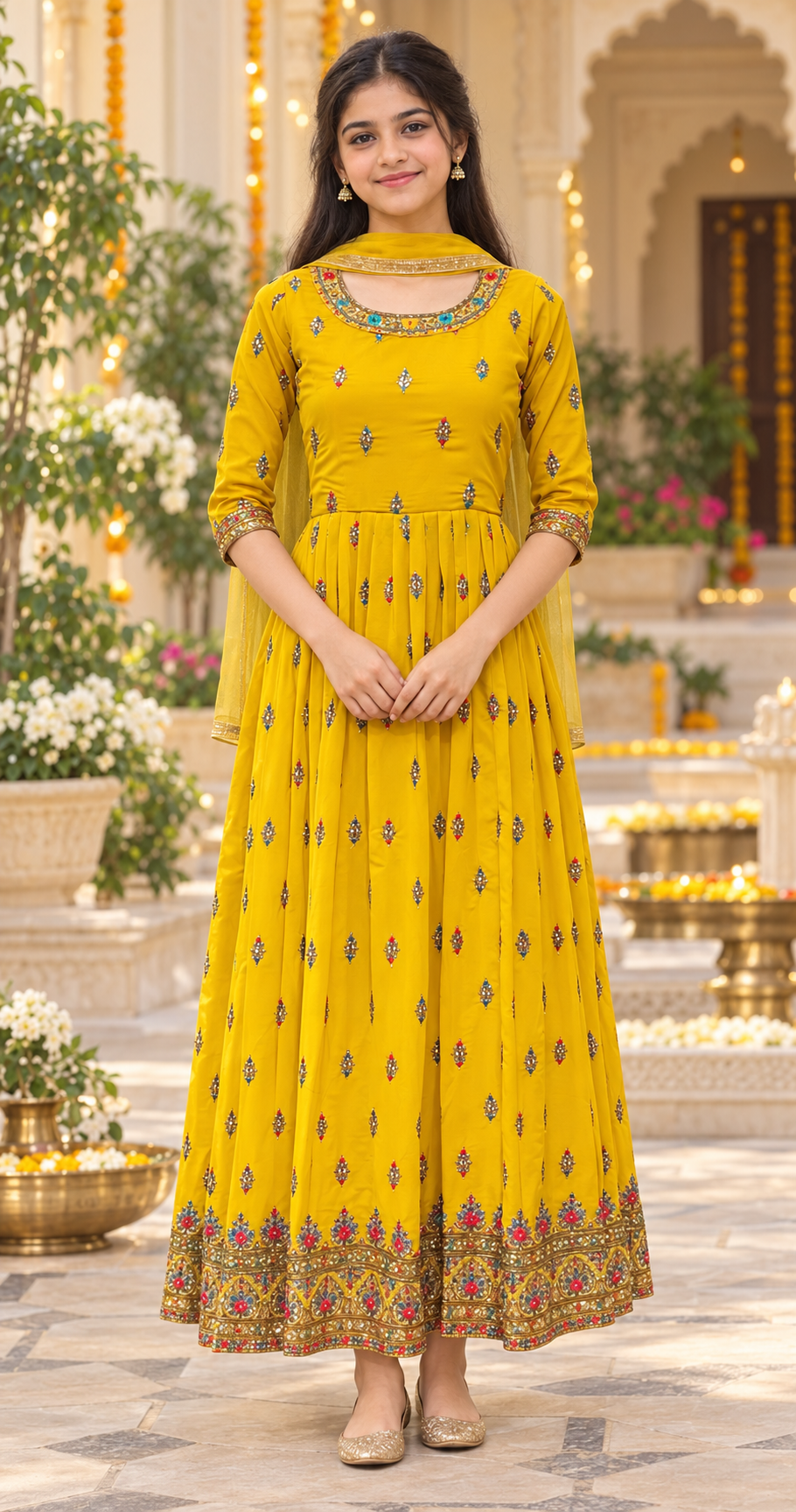 Teenage Girls’’ Yellow Long Dress