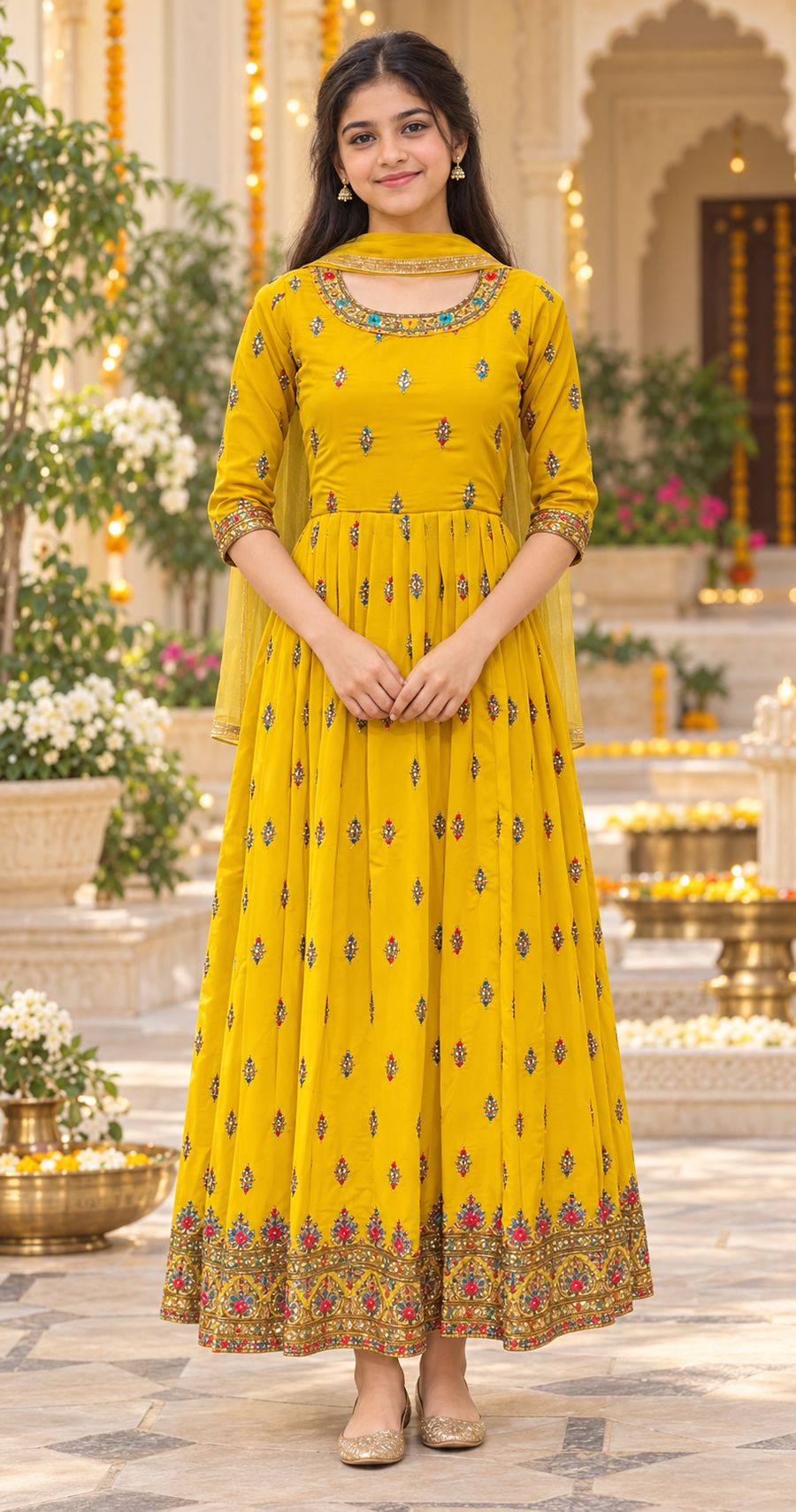Teenage Girls’’ Yellow Long Dress