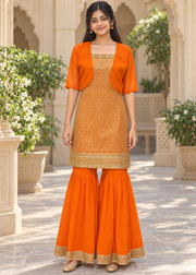 Teenage Girls’’ Orange Georgette Sharara Set