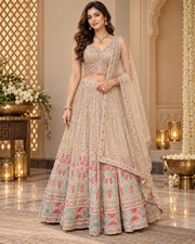 Half White Full Work Lehanga set