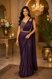 Dark Purple Ready to Wear saree