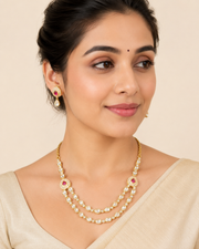 Two-Line Kundan Necklace Set