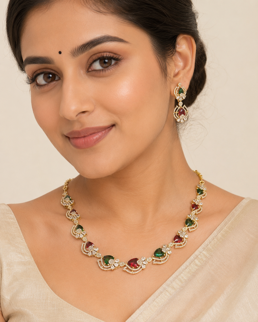 Mehendi Finish Multicolor Necklace Set