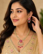Pink Kundan Necklace Set