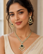 Kundan Necklace Set with Emerald Stone