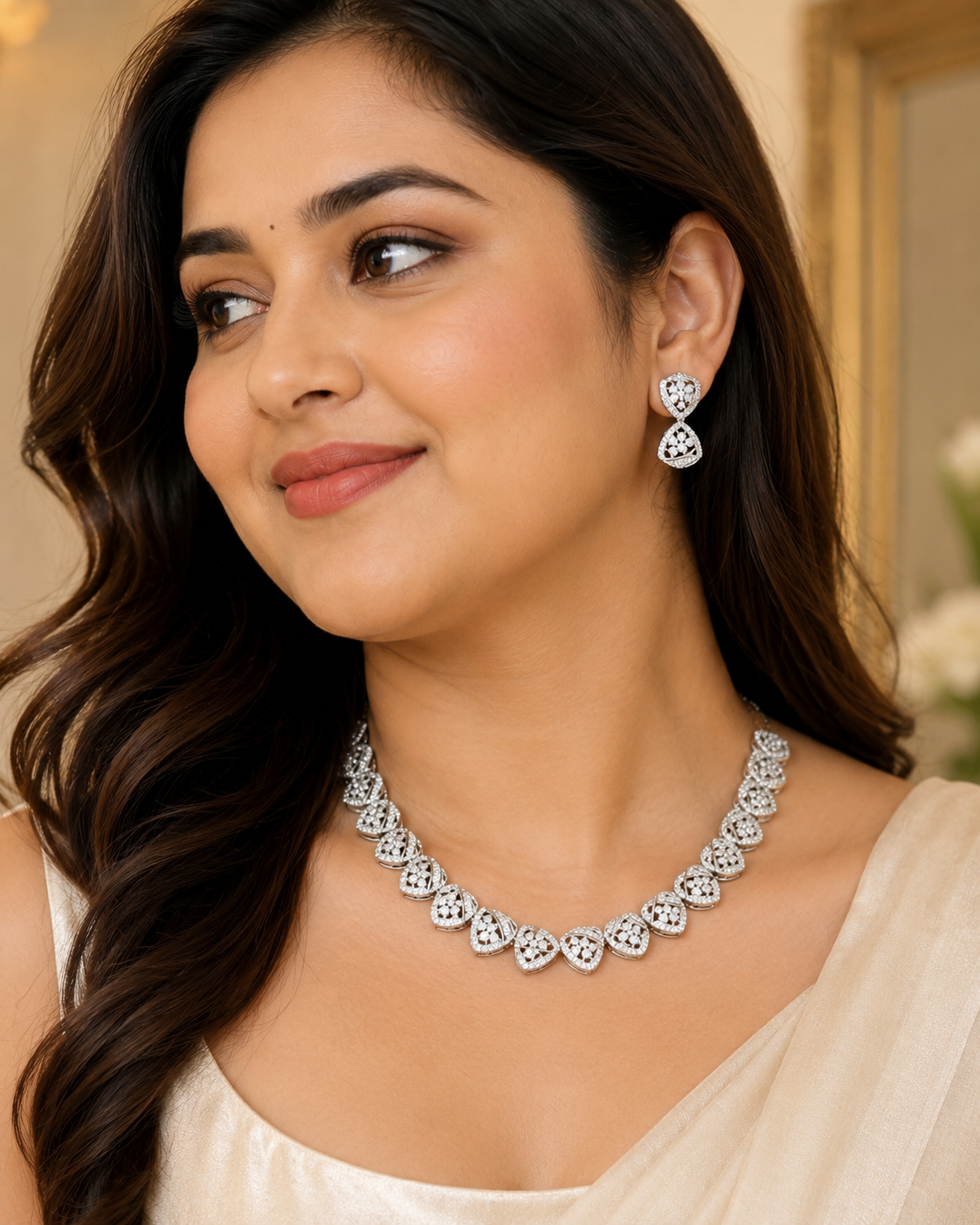 Silver Finish Necklace Set
