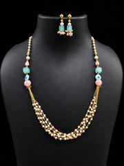 Pastel beads Mala set with Evil Eye Necklace Set